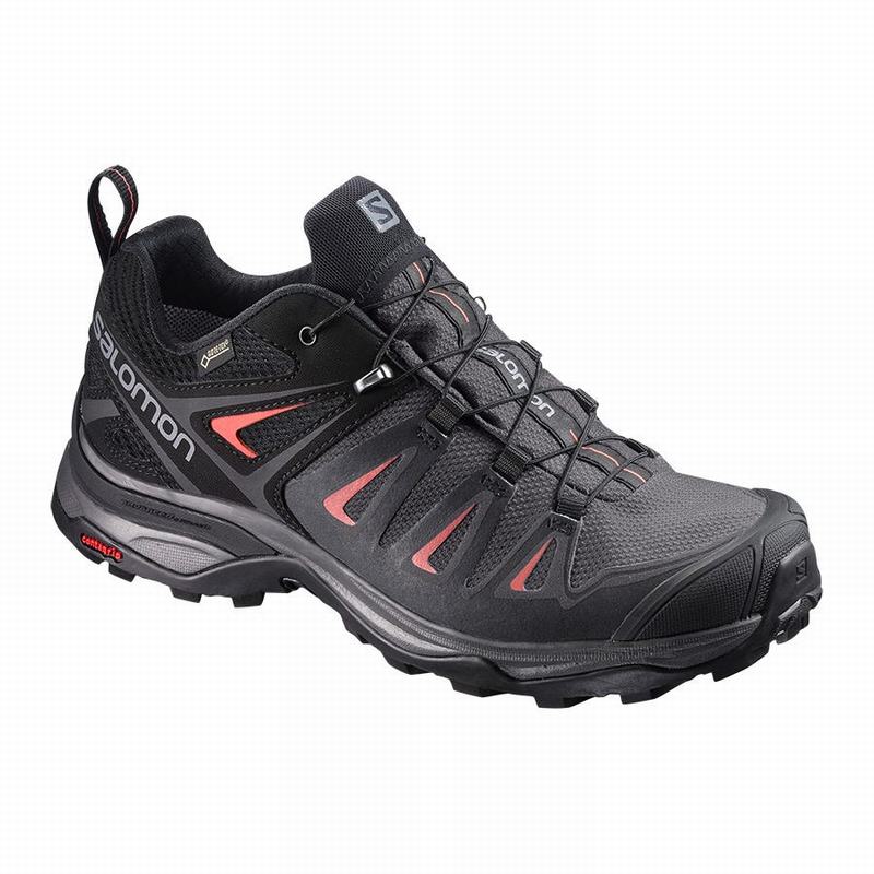 SALOMON X ULTRA 3 GORE-TEX Philippines - Women's Hiking Shoes - Black/Red | 423657-LHF